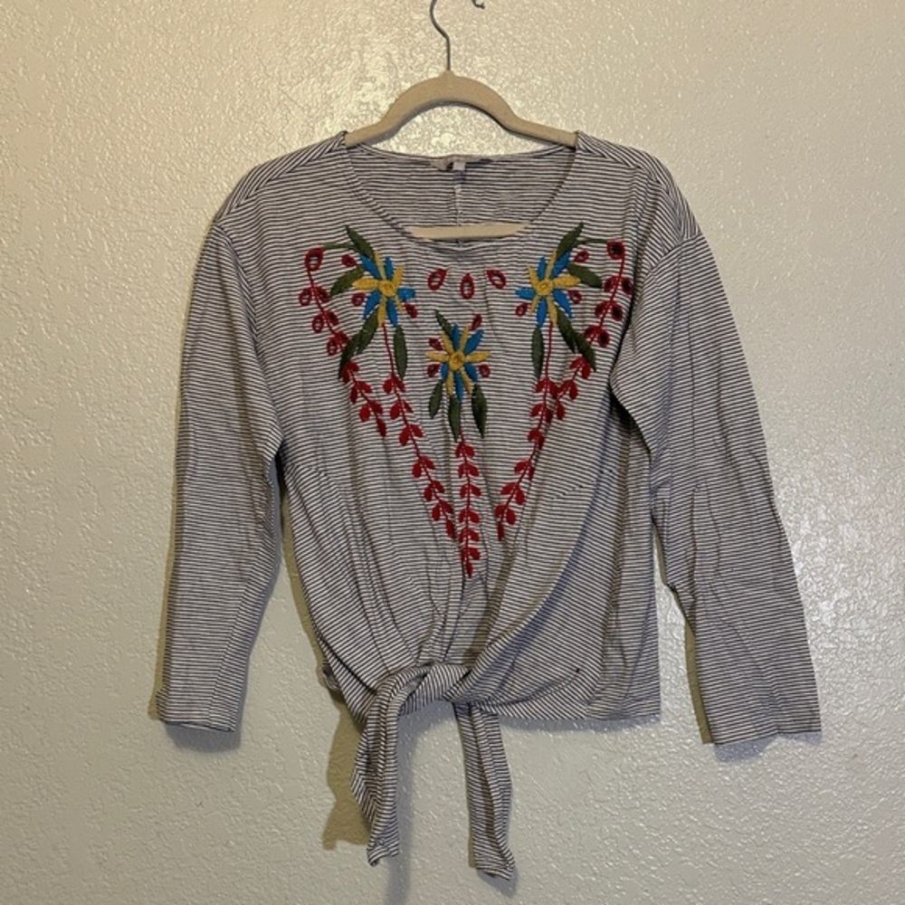 Red herring Striped Embroidered Top GUC L